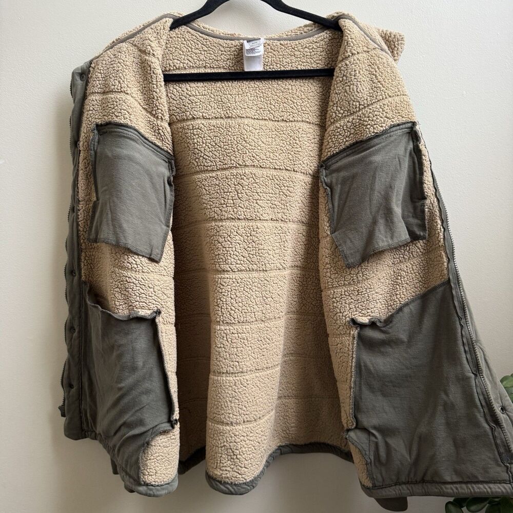 The North Face Mens Sherpa Lined Hoodie Jacket Olive Green Zip Snap Size XL - Picture 4 of 9